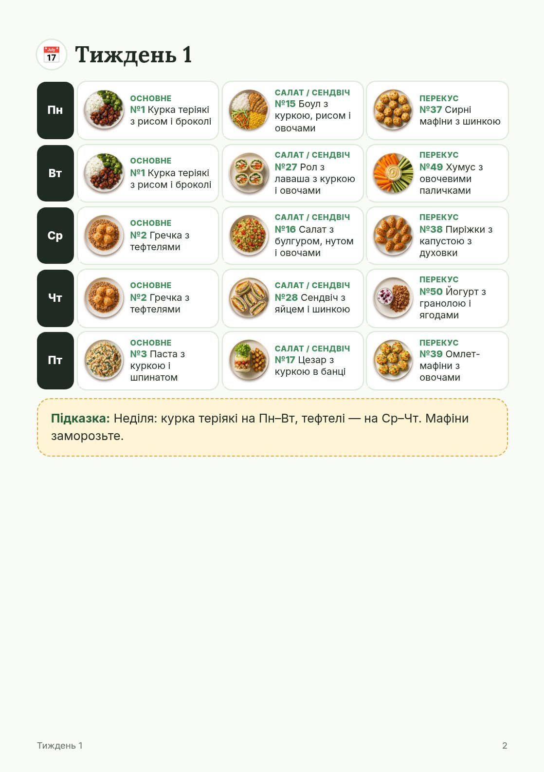 План на тиждень